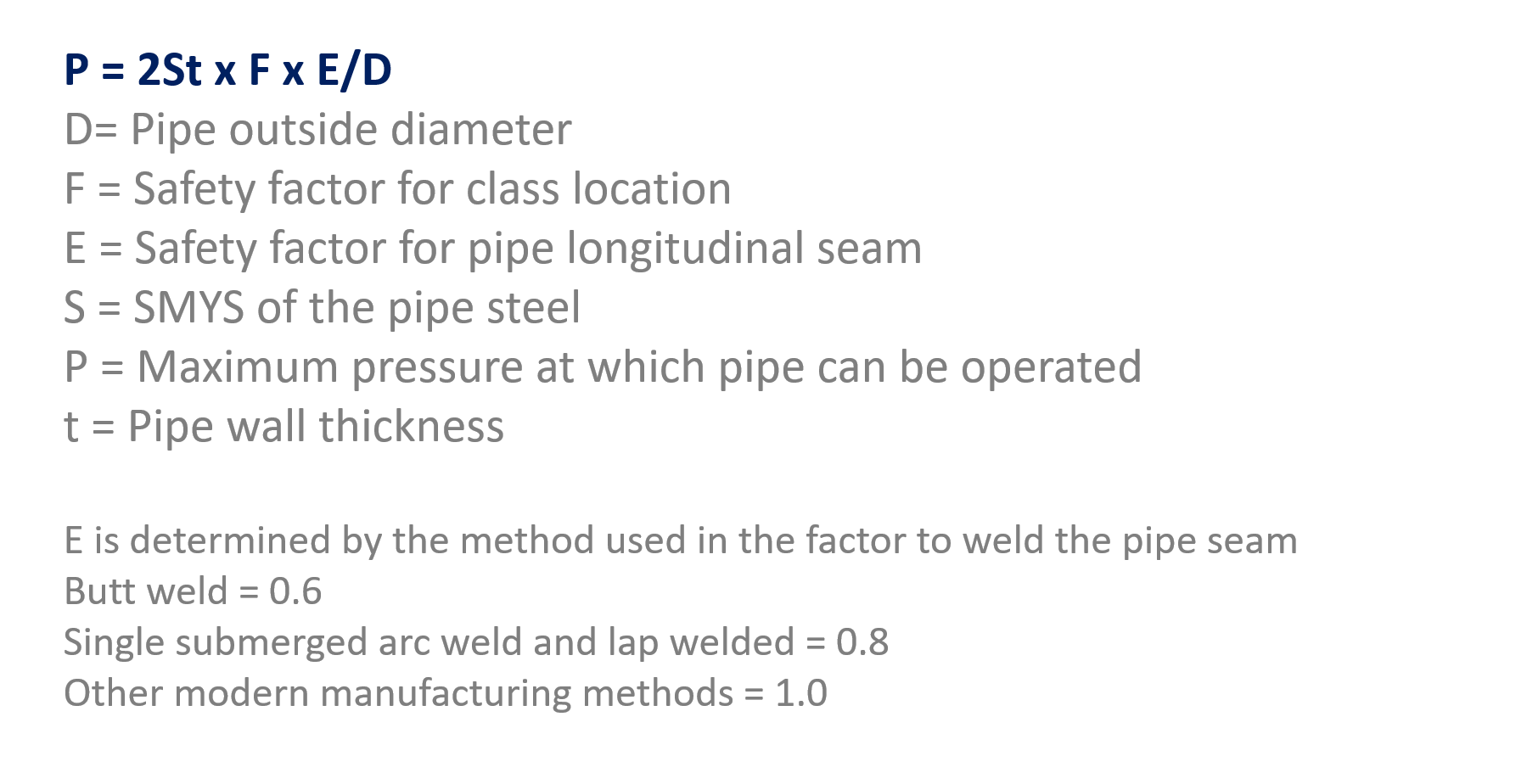 Pipe strength equation for steel pipe · Energy KnowledgeBase