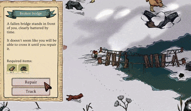 A cute gif of an adorable mouse making his way through a snowy landscape, followed by a screen that says 'Winter Burrow, wishlist now'