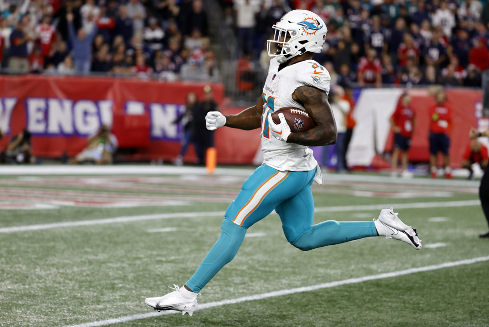 Raheem Mostert RB Miami Dolphins, Every run, target, and catch, 2022